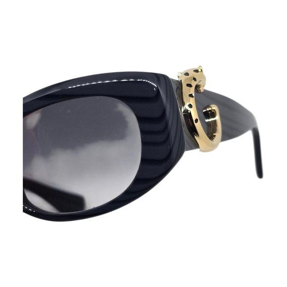 CARTIER.....Elegant CARTIER DARK STRIPED  Sunglasses with Gold Accents main image 12